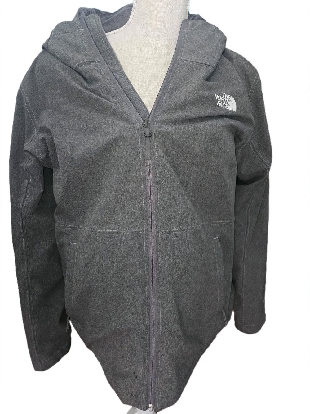 The North Face Women'd Gray Hooded Jacket - Zip Front